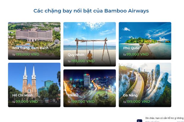 Lịch bay tại Banbooairways.com